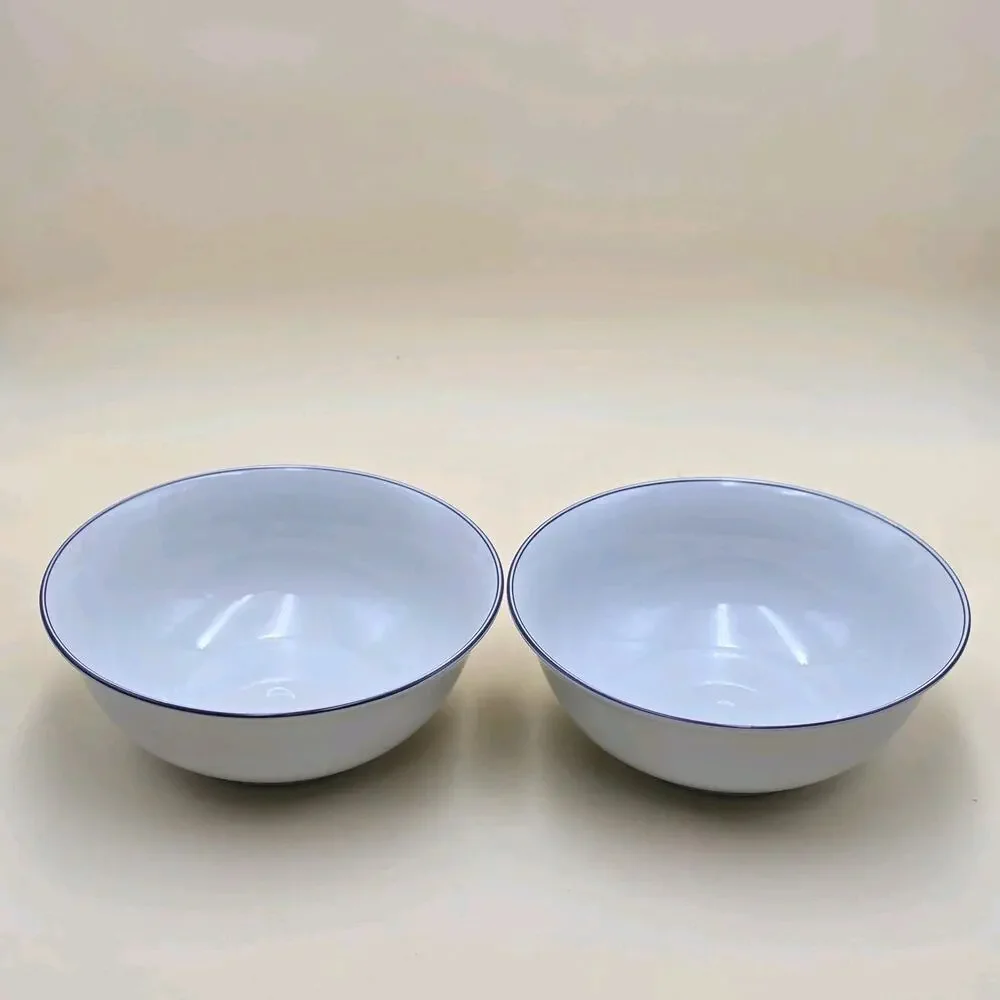 Alfoldi Porcelan Serving Bowl Set of 2 Blue Rim 10